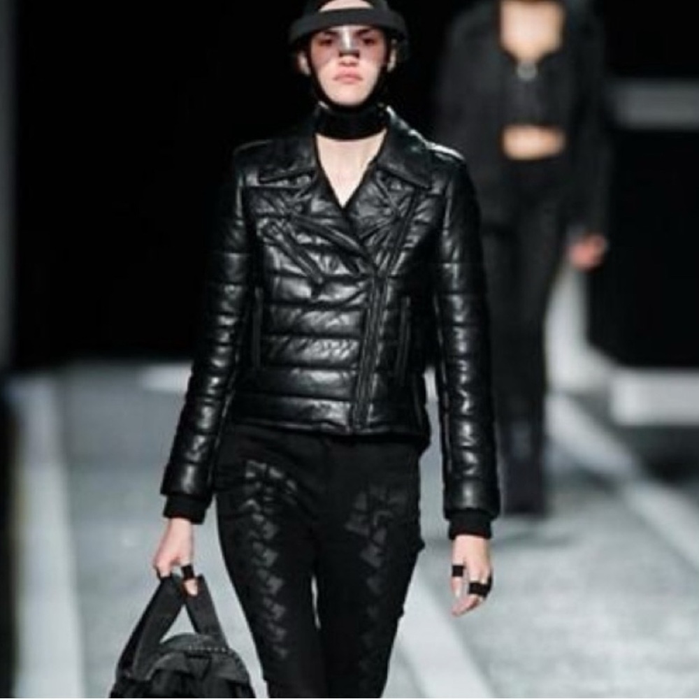 Alexander Wang H&M Leather Jacket Black Quilted Biker 36 US 6